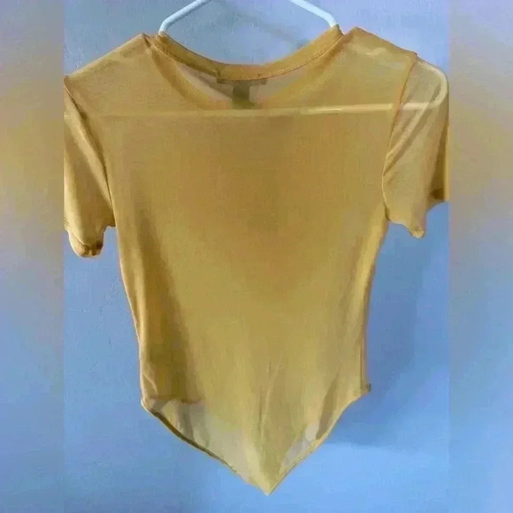 Forever 21 sheer mustard yellow bodysuit size M - Picture 4 of 5